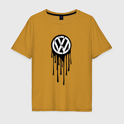 Футболка оверсайз мужская Volkswagen - art logo, цвет: горчичный