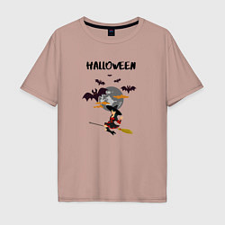 Мужская футболка оверсайз Ведьма в лунную ночь хэллоуина halloween