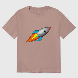 Мужская футболка оверсайз Ракета летит в небе