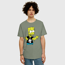Футболка оверсайз мужская Плавящийся Барт Симпсон - стилизация, цвет: авокадо — фото 2
