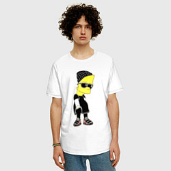 Футболка оверсайз мужская Барт Симпсон в тёмных очках, цвет: белый — фото 2