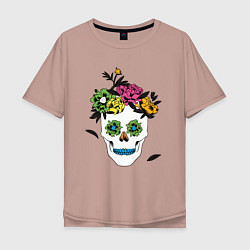 Футболка оверсайз мужская Sugar skull, цвет: пыльно-розовый