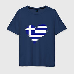 Футболка оверсайз мужская Сердце - Греция, цвет: тёмно-синий