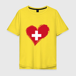 Мужская футболка оверсайз Сердце - Швейцария