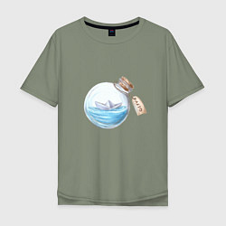 Мужская футболка оверсайз Лето в бутылке - море