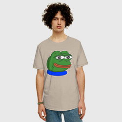 Футболка оверсайз мужская Пепе Лягушонок рад, цвет: миндальный — фото 2