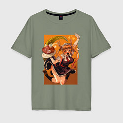 Мужская футболка оверсайз Дракон-горничная госпожи Кобаяши