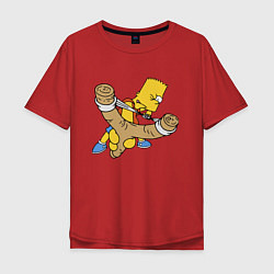 Мужская футболка оверсайз Хулиган Барт Симпсон целится из рогатки