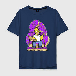 Мужская футболка оверсайз Гомер Симпсон - страстный любитель пончиков