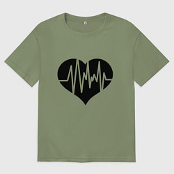 Мужская футболка оверсайз Кардиограмма сердца