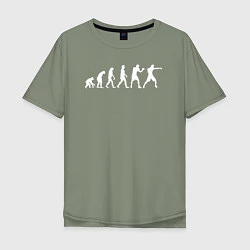 Мужская футболка оверсайз Эволюция в боксера