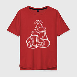 Футболка оверсайз мужская Боксерские перчатки на груди, цвет: красный