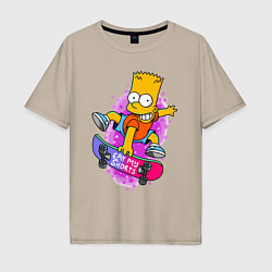Футболка оверсайз мужская Барт Симпсон на скейтборде - Eat my shorts!, цвет: миндальный