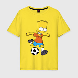 Мужская футболка оверсайз Барт Симпсон бьёт по футбольному мячу