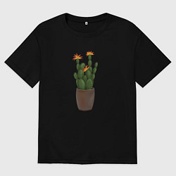 Мужская футболка оверсайз Цветущий кактус