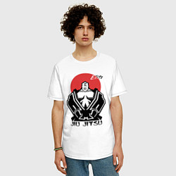 Футболка оверсайз мужская Jiu Jitsu red sun logo, цвет: белый — фото 2