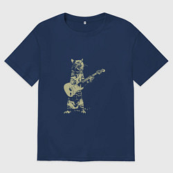 Футболка оверсайз мужская Rock - Cat, цвет: тёмно-синий
