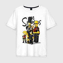Мужская футболка оверсайз Семейка Симпсонов в кожаной одежде с заклёпками
