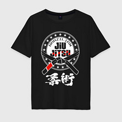 Футболка оверсайз мужская Brazilian splashes Jiu jitsu logo, цвет: черный