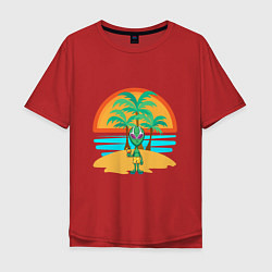 Мужская футболка оверсайз Пришелец на пляже