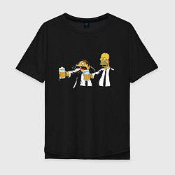 Мужская футболка оверсайз Гомер и Барни: Криминальное чтиво