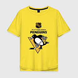 Мужская футболка оверсайз Питтсбург Пингвинз НХЛ логотип
