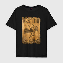 Футболка оверсайз мужская Led zeppelin swan song logo, цвет: черный