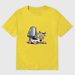 Мужская футболка оверсайз Корова и бидон с молоком