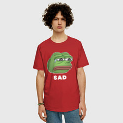 Футболка оверсайз мужская Sad Pepe art, цвет: красный — фото 2