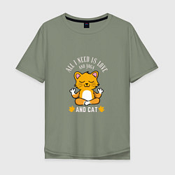 Мужская футболка оверсайз Yoga - Cat