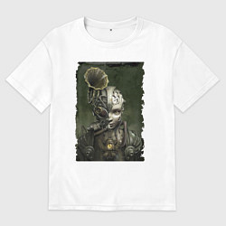 Футболка оверсайз мужская Девушка в механистическом костюме, цвет: белый