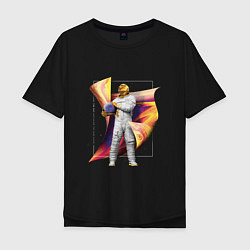 Мужская футболка оверсайз Золотой голографический космонавт