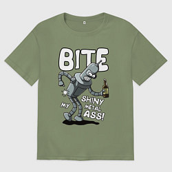 Футболка оверсайз мужская Bender - Bite my ass, цвет: авокадо