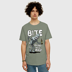 Футболка оверсайз мужская Bender - Bite my ass, цвет: авокадо — фото 2