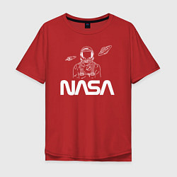 Футболка оверсайз мужская Nasa - космонавт, цвет: красный