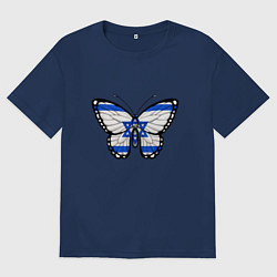 Футболка оверсайз мужская Бабочка - Израиль, цвет: тёмно-синий