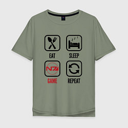 Мужская футболка оверсайз Eat - sleep - Mass Effect - repeat