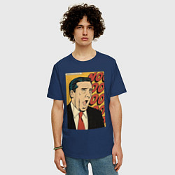 Футболка оверсайз мужская Майкл кричит нееееет - Офис, цвет: тёмно-синий — фото 2