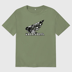 Футболка оверсайз мужская Хонда логотип, цвет: авокадо