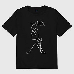 Футболка оверсайз мужская Queen- Фредди и микрофон, цвет: черный