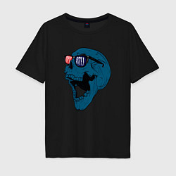 Мужская футболка оверсайз Rock and roll blue skull