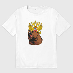 Мужская футболка оверсайз Патриотичный медведь на фоне герба