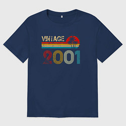 Футболка оверсайз мужская Винтаж 2001 пальмы, цвет: тёмно-синий