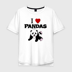 Мужская футболка оверсайз I love Panda - люблю панд