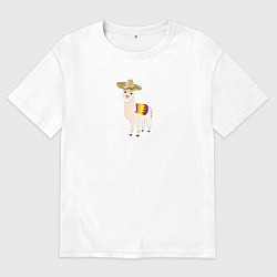 Мужская футболка оверсайз Лама в сомбреро