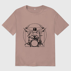 Мужская футболка оверсайз Vitruvian drummer