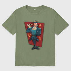 Футболка оверсайз мужская Ливси с цветком, цвет: авокадо