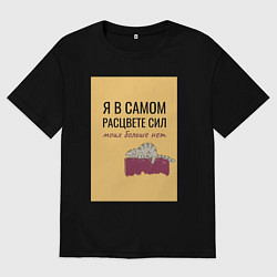 Футболка оверсайз мужская Уставший кот в полном расцвете сил, цвет: черный