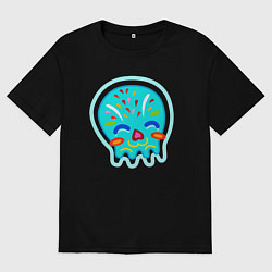 Футболка оверсайз мужская Cult of the Lamb - Овечка злобно улыбается, цвет: черный