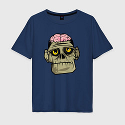 Мужская футболка оверсайз Череп зомби с мозгами